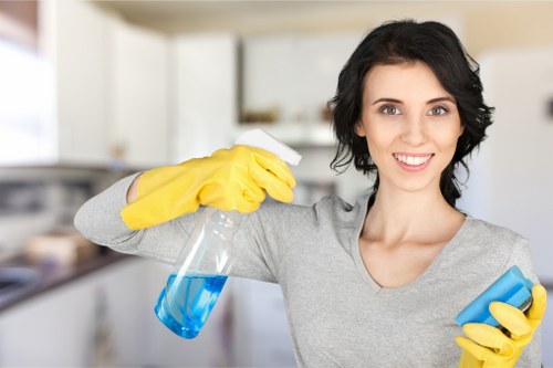 Professional upholstery cleaning process on a modern sofa