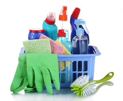 Spot cleaning a mattress stain with a cloth and mild solution